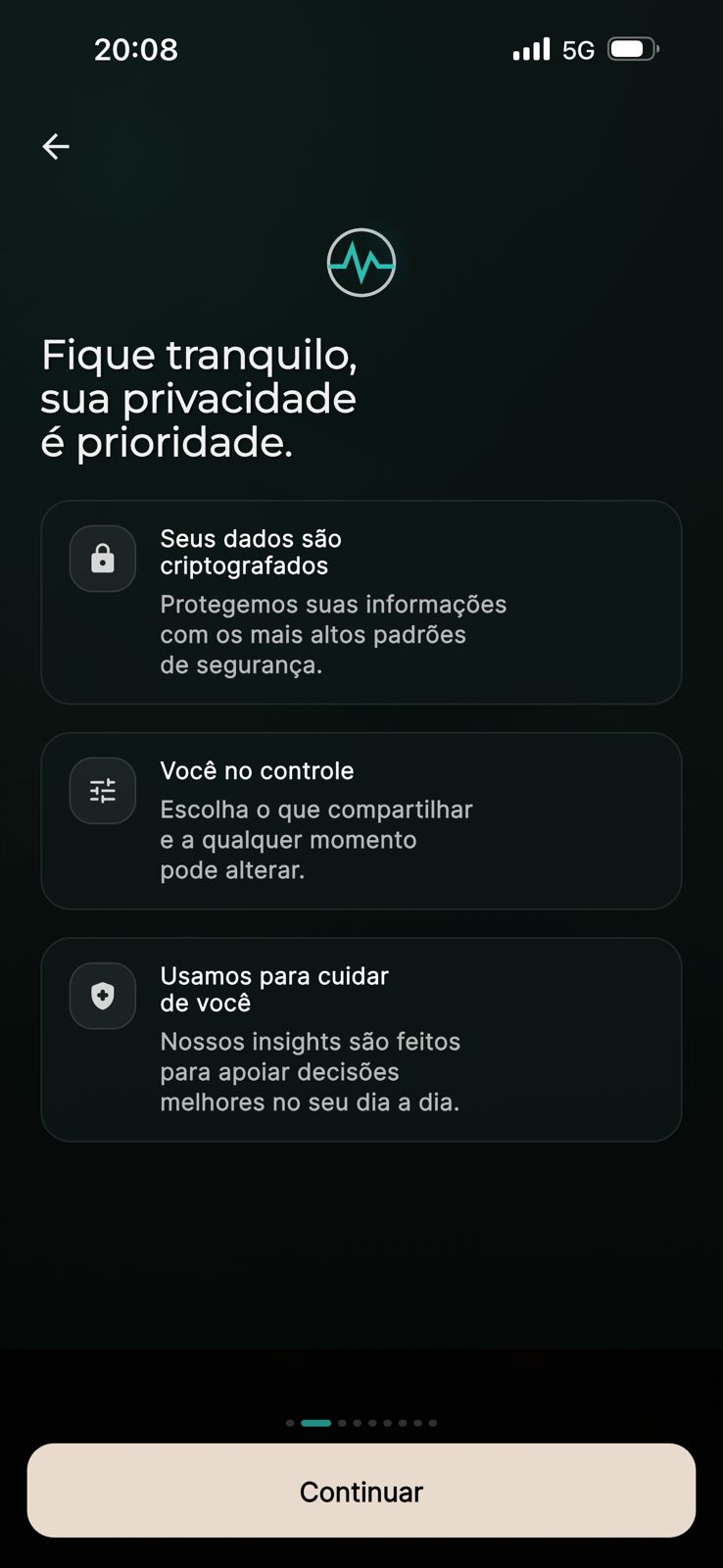 Passo 2 — Privacidade primeiro