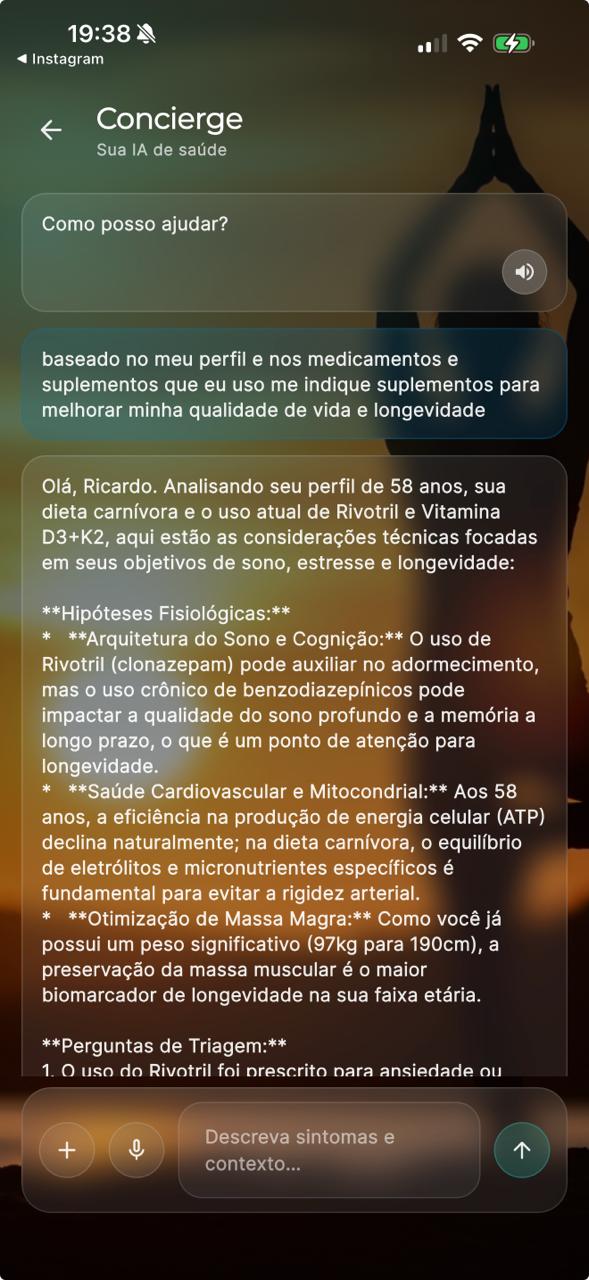 Seu orientador particular de biohacking — 24/7.